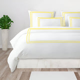 400TC Cotton Classic Embroidery Sateen Solid Duvet Cover Set