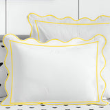 400TC Cotton Scallop Embroidery & Border Sateen Solid Pillow Sham