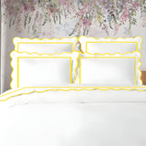 400TC Cotton Scallop Embroidery & Border Sateen Solid Duvet Cover Set