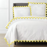 Ashley 400TC Cotton Traingle Embroidery Sateen Solid Duvet Cover Set