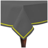Double Embroidery Border Sateen Cotton Solid Table Cloth - Dark Grey