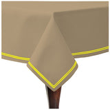 Double Embroidery Border Sateen Cotton Solid Table Cloth - Taupe