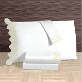 400TC Cotton Sateen Double Scallop Embroidery Pillowcases (Set Of 2)