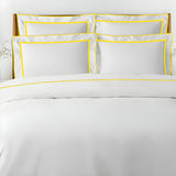 400TC Embroidery & Border Cotton Sateen Solid Duvet Cover Set
