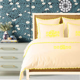 Monogram Ivory 400TC Cotton Small Scallop Embroidery Duvet Cover Set