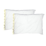 400TC Reverse U Shape Embroidery Cotton Solid Pillowcases (Set Of 2)