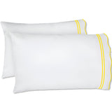 400TC Wavy Embroidery & Border Cotton Sateen Solid Pillowcases (Set Of 2)