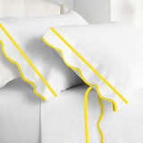 400TC Cotton Scallop Embroidery & Border Sateen Solid Top Sheet