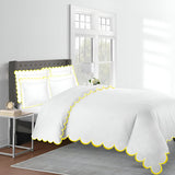 Allena 400TC Cotton Scallop Embroidery Sateen Solid Duvet Cover Set