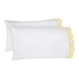 400TC Cotton Scallop Embroidery & Border Sateen Solid Sheet Set