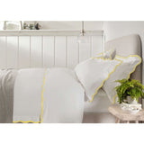 400TC Cotton Scallop Embroidery Sateen Microcheck Duvet Cover Set