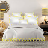 Imaginary Scallop 400TC Cotton Embroidery Sateen Solid Duvet Cover Set