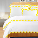 400TC U Shape Applique Embroidery Cotton Duvet Cover Set