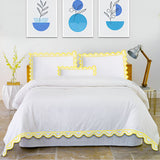 400TC U Shape Scallop Embroidery Cotton Duvet Cover Set