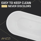 Chand Series 67 in. x 32 in. Flat Bottom Acrylic Freestanding Soaking Bathtub with Center Drain in Glossy Black