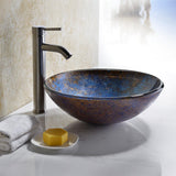 Stellar Series 17 in. Round Bathroom Vessel Sink in Stellar Burst Finish Glass with Polished Chrome Pop-Up Drain