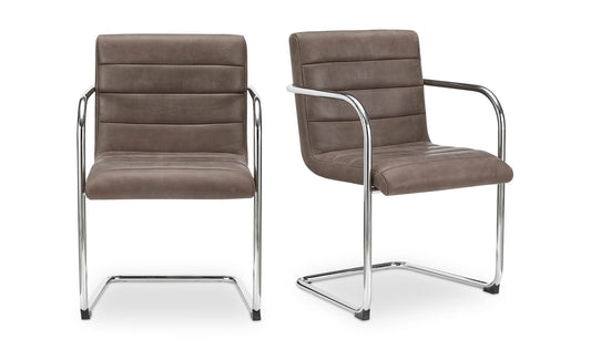 Pedro Dining Chair Dark Brown Leather Set of Two
