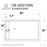 Field Base Series 36 in. L x 60 in. W Corner Shower Shower Pan Base with Left Drain in Glossy White Marine Acrylic