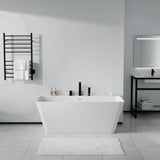 Vault Series 59 in. x 30 in. Flat Bottom Acrylic Freestanding Soaking Bathtub with Center Drain and Faucet
