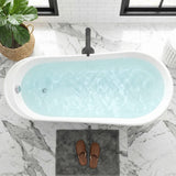 Prima Series 67 in. x 31 in. Flat Bottom Acrylic Freestanding Soaking Bathtub with Center Drain in Glossy White