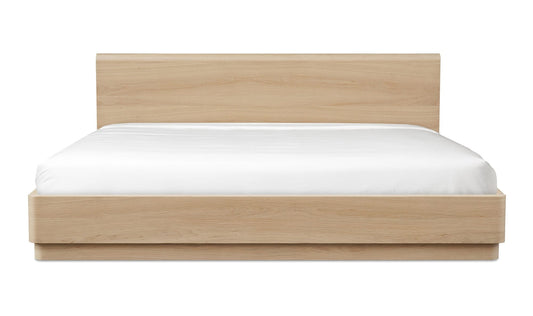 Round Off Queen Bed Light Oak Brown