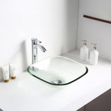 Cadenza Series 17 in. Bathroom Vessel Sink with Scratch-Tough and Stain-Resistant Non-Porous Surface in Clear Glass
