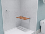 ANZZI Bohemian Folding Teak Shower Seat (18.7" x 12.6"), 280 lbs Weight Capacity, Natural Teak Wood, ADA Compliant, Space-Saving Wall Mount