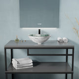 Amalfi Round Glass Vessel Bathroom Sink with Stellar Grey Finish