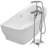 Bank Series 65 in. x 31 in. Flat Bottom Freestanding Soaking Bathtub with Center Drain and Faucet in Glossy White