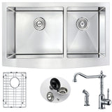 Elysian Farmhouse 36 in. Kitchen Sink with Locke Faucet in Polished Chrome