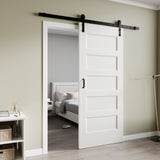Borneo Series 36 in. x 84 in. Unfinished Ready-to-Stain MDF Interior Sliding Barn Door with Hardware Kit in Matte Black