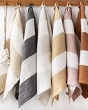 Zero-waste striped linen tea towel in Cinnamon