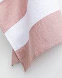 Zero-waste striped linen tea towel in Woodrose