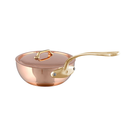 Mauviel M'Heritage M'200 B Copper Chef Pan With Lid, Brass Handle