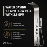 FIELD Series 58 in. 2-Jetted Full Body Shower Panel System with Heavy Rain Shower and Spray Wand in Brushed Steel