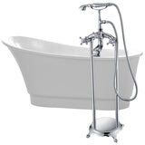 Prima Series 67 in. x 31 in. Flat Bottom Acrylic Freestanding Soaking Bathtub with Center Drain in Glossy White