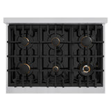 ZLINE 36" Autograph Rangetop Stainless, Bronze Accents, RTZ-36-CB