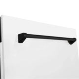 ZLINE 24" Autograph Dishwasher, White Door, Black Handle, DWVZ-WM-24-MB