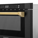 ZLINE 24" Microwave Drawer, Black Stainless, Gold MWDZ-1-BS-H-G