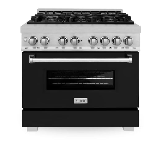 ZLINE 36" Bundle Range RAS-BLM-36 & Range Hood 8654BLM-36, 2KP-RASBLMRH36
