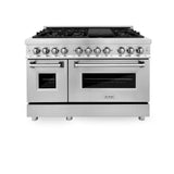 ZLINE Kitchen Package Refrigerator, Range , Range Hood , Microwave, Dishwasher 5KPR-RARH48-MWDWV