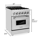 ZLINE 24" Dual Fuel Range, Stainless Steel, Brass Burners, RA-BR-24