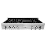 ZLINE Kitchen Package Refrigerator, Rangetop, Wall Oven, Microwave 4KPR-RT48-MWAWS