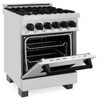 ZLINE 24" Autograph Dual Fuel Range, Stainless, Black accents, RAZ-24-MB