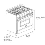 ZLINE 36" Bundle Range RA36 & Range Hood KB-36, 2KP-RAWMRH36