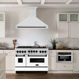 ZLINE 48" Autograph Stainless Wall Range Hood, Black Handle 8654STZ-48-MB