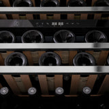 ZLINE 24" Autograph Edition Dual Zone 44-Bottle Wine Cooler in Stainless Steel with Wood Shelf and Champagne Bronze Accents RWV-UD-24-CB