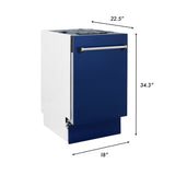 ZLINE 18" Dishwasher in Blue gloss panel, Stainless Tub, DWV-BG-18