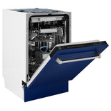 ZLINE 18" Dishwasher in Blue gloss panel, Stainless Tub, DWV-BG-18
