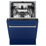 ZLINE 18" Dishwasher in Blue gloss panel, Stainless Tub, DWV-BG-18